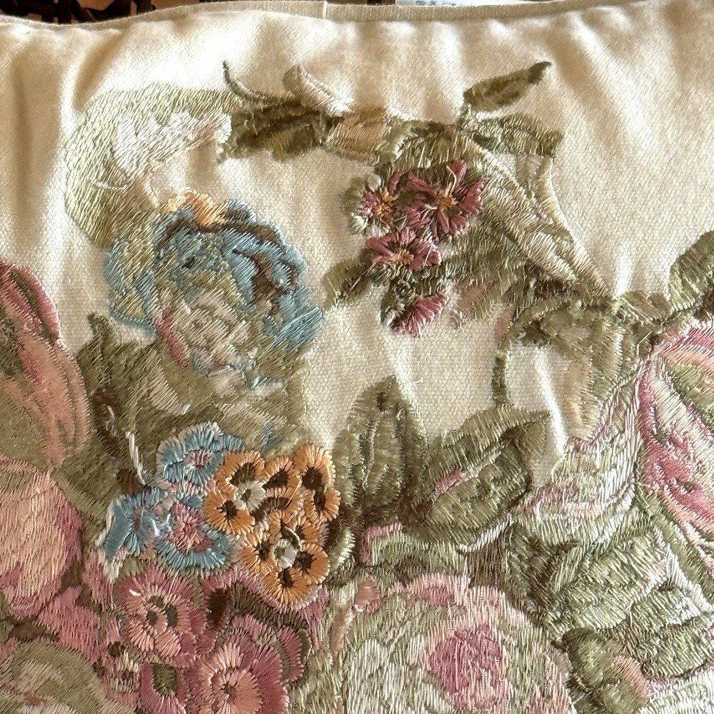 Waverly "Spring Bling" Embroidered Floral Decorative Pillow 15x15 Cottagecore - Picture 3 of 6